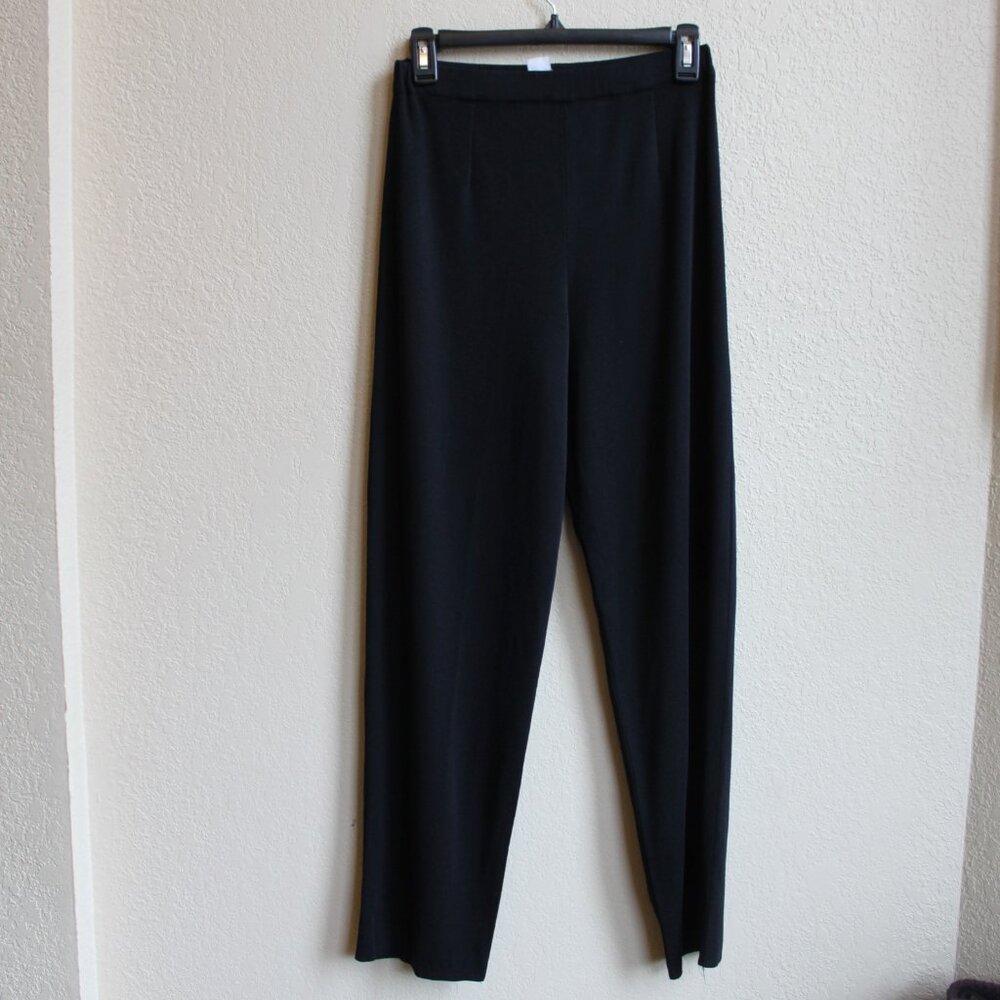EXCLUSIVELY MISOOK Black Acrylic Stretch Knit Elastic Waist Pull-On Pants PS S